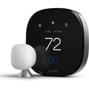 Premium ecobee Smart Thermostat with Smart Sensor and Air Quality Monitor – Programmable Wifi Thermostat – Compatible with Siri, Alexa, Google Assistant